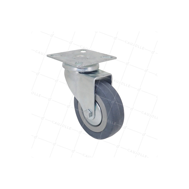 ROULETTE DE COLLECTIVITE EN CAOUTCHOUC SOUPLE NON TACHANT DIAMÈTRE 75 MM CHARGE 40 KG - S14 80