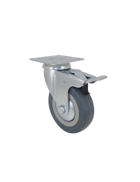 ROULETTE DE COLLECTIVITÉ À FREIN EN CAOUTCHOUC SOUPLE NON TACHANT 100 MM CHARGE 45 KG - S14 100AF