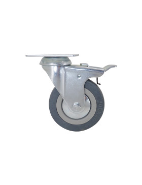ROULETTE DE COLLECTIVITÉ À FREIN EN CAOUTCHOUC SOUPLE NON TACHANT 100 MM CHARGE 45 KG - S14 100AF