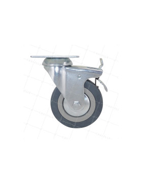 ROULETTE DE COLLECTIVITÉ À FREIN EN CAOUTCHOUC SOUPLE NON TACHANT 100 MM CHARGE 45 KG - S14 100AF