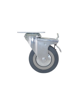 ROULETTE DE COLLECTIVITÉ À FREIN EN CAOUTCHOUC SOUPLE NON TACHANT 100 MM CHARGE 45 KG - S14 100AF