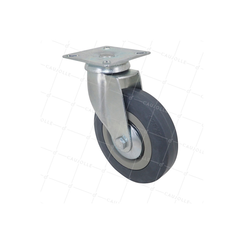 ROULETTE DE COLLECTIVITE EN CAOUTCHOUC SOUPLE NON TACHANT DIAMÈTRE 125 MM CHARGE 50 KG - S14 125