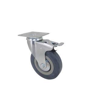 ROULETTE DE COLLECTIVITÉ À FREIN EN CAOUTCHOUC SOUPLE NON TACHANT DIAMÈTRE 125 MM CHARGE 50 KG - S14 125AF