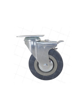 ROULETTE DE COLLECTIVITÉ À FREIN EN CAOUTCHOUC SOUPLE NON TACHANT DIAMÈTRE 125 MM CHARGE 50 KG - S14 125AF