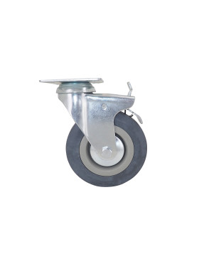 ROULETTE DE COLLECTIVITÉ À FREIN EN CAOUTCHOUC SOUPLE NON TACHANT DIAMÈTRE 125 MM CHARGE 50 KG - S14 125AF
