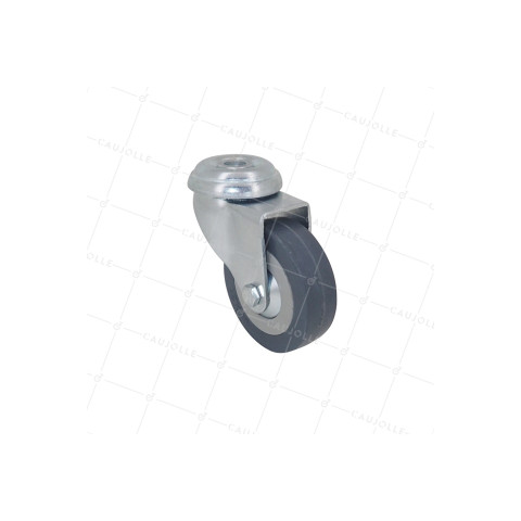 ROULETTE DE COLLECTIVITE EN CAOUTCHOUC SOUPLE NON TACHANT DIAMÈTRE 65 MM CHARGE 35 KG A FIXATION DE 10 MM - S19 65 • Caujolle