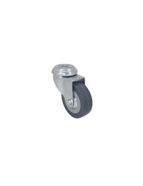ROULETTE DE COLLECTIVITE EN CAOUTCHOUC SOUPLE NON TACHANT DIAMÈTRE 65 MM CHARGE 35 KG A FIXATION DE 10 MM - S19 65