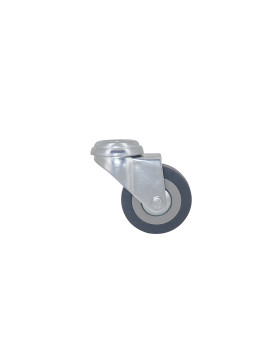 ROULETTE DE COLLECTIVITE EN CAOUTCHOUC SOUPLE NON TACHANT DIAMÈTRE 65 MM CHARGE 35 KG A FIXATION DE 10 MM - S19 65