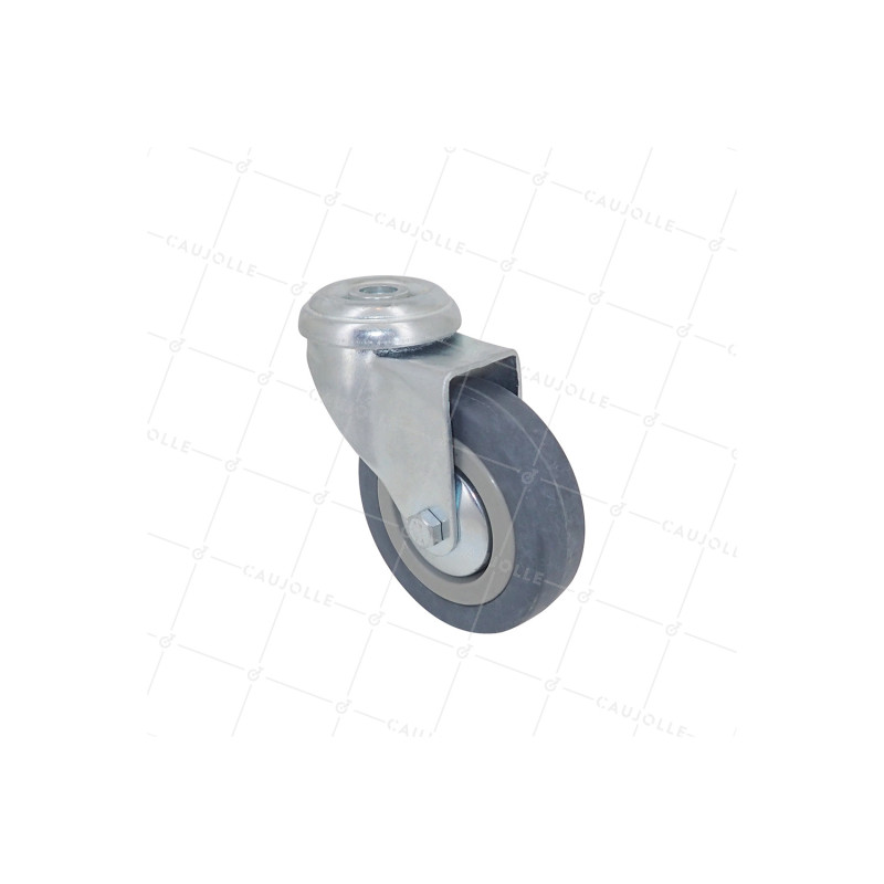 ROULETTE DE COLLECTIVITE EN CAOUTCHOUC SOUPLE NON TACHANT DIAMÈTRE 75 MM CHARGE 40 KG A FIXATION DE 10 MM - S19 80