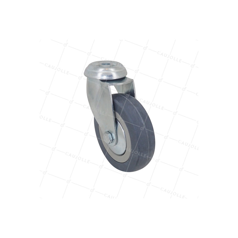 ROULETTE DE COLLECTIVITE EN CAOUTCHOUC SOUPLE NON TACHANT DIAMÈTRE 100 MM CHARGE 45 KG A FIXATION DE 10 MM - S19 100