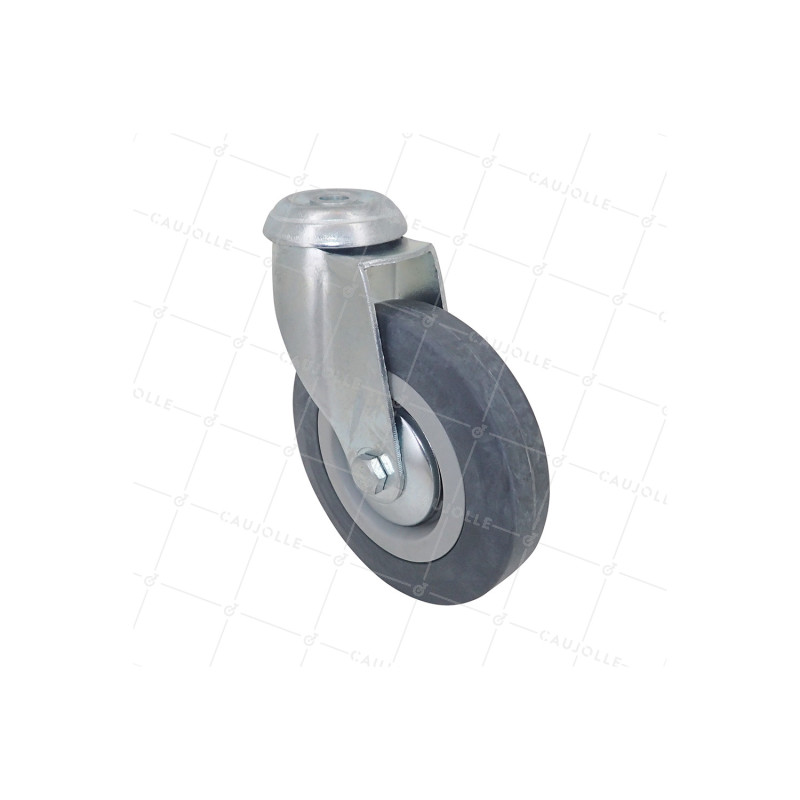 ROULETTE DE COLLECTIVITE EN CAOUTCHOUC SOUPLE NON TACHANT DIAMÈTRE 125 MM CHARGE 50 KG A FIXATION DE 10 MM - S19 125