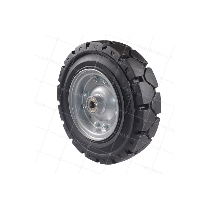 ROUE DE TARMAC SOUPLE JANTE TÔLE DIAMÈTRE 400 MM CHARGE 950 KG AXE 25 MM - S2800C406X104 RB25