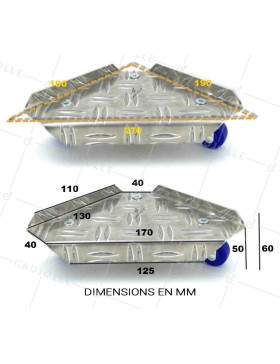 PLATEAU A ROULETTES D'ANGLE POUR DEPLACER DES ARMOIRES CHARGE 70 KG UNITAIRE