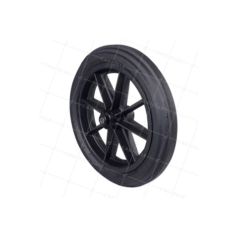 ROUE DE BROUETTE INCREVABLE DURE DIAMÈTRE 360 MM CHARGE 125KG AXE DE 10 MM - S605DP 360 L10-100 • Caujolle