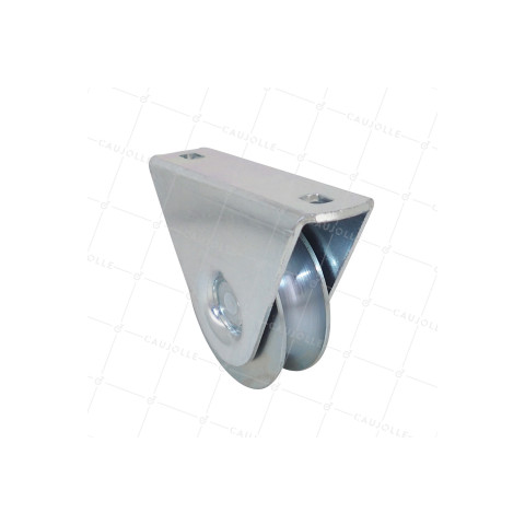 GATE WHEEL WITH BOLT-ON OR WELD-ON BRACKET, 80MM DIAMETER FOR 20MM ROUND RAIL, 94MM HEIGHT, 400KG LOAD CAPACITY - MTSP GR80 20 NF • Caujolle