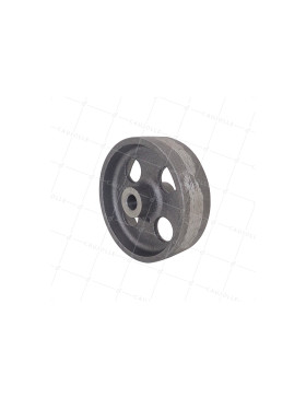 ROUE VINTAGE INDUSTRIELLE LISSE EN FONTE DIAMÈTRE 100 MM AXE 11 MM CHARGE 250 KG • Caujolle