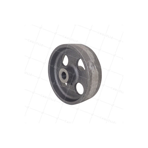 ROUE VINTAGE INDUSTRIELLE LISSE EN FONTE DIAMÈTRE 100 MM AXE 11 MM CHARGE 250 KG • Caujolle