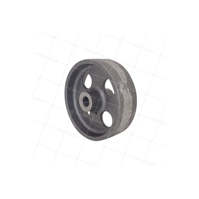 ROUE VINTAGE INDUSTRIELLE LISSE EN FONTE DIAMÈTRE 100 MM AXE 10 MM CHARGE 600 KG