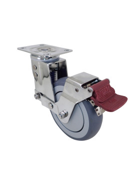 ROULETTE PIVOTANTE A PLATINE A FREIN ANTICHOC DIAMETRE 125 MM - SUSPENSION 125 AF