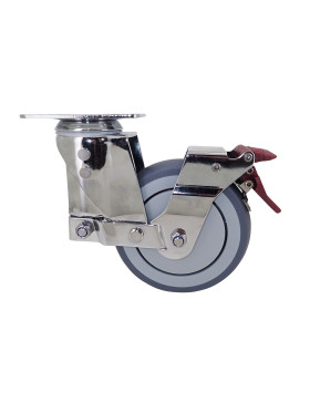 ROULETTE PIVOTANTE A PLATINE A FREIN ANTICHOC DIAMETRE 125 MM - SUSPENSION 125 AF