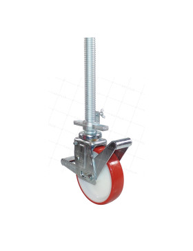 Castor THREAD-BAR WHEEL WITH BRAKE FOR SCAFFOLDING DIAMETER 200 MM LOAD 400 KG • Caujolle