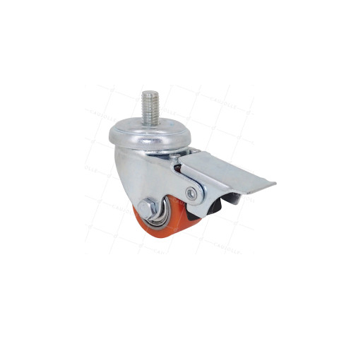 Castor EXTRA-LOW HEAVY LOAD WITH BRAKE DIAMETER 35 MM LOAD 100KG WITH 10 MM THREADED ROD HEIGHT 58 MM - SURB 35 TAF • Caujolle