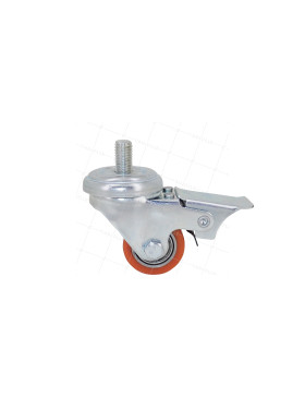 ROULETTE EXTRA-BASSE FORTE CHARGE A FREIN DIAMÈTRE 35 MM CHARGE 100KG A TIGE FILETEE DE 10 MM HAUTEUR 58 MM - SURB 35 TAF