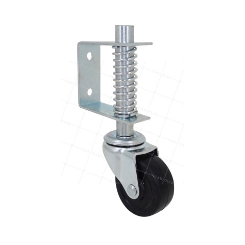 ROULETTE DE PORTE LÉGERE À RESSORT DIAMÈTRE 50 MM CHARGE 3.6KG A 6KG AVEC DEBATEMENT 15MM • Caujolle