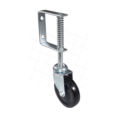 ROULETTE DE PORTAIL LÉGER PIVOTANTE À RESSORT DIAMÈTRE 100 MM AVEC 47 MM DE DÉBATTEMENT CHARGE  6.3KG A 12KG • Caujolle