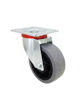 ROULETTE PIVOTANTE A PLATINE NYLON SOUPLE GRIS DIAMETRE 100 MM CHARGE 120 KG - S2NS 100 GRIS A BILLES • Caujolle