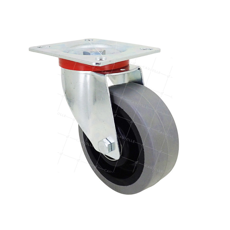 Castor PIVOTANTE A Plate NYLON SOUPLE GRIS DIAMETRE 100 MM CHARGE 120 KG - S2NS 100 GRIS A BILLES
