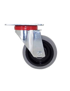 Castor PIVOTANTE A Plate NYLON SOUPLE GRIS DIAMETRE 100 MM CHARGE 120 KG - S2NS 100 GRIS A BILLES