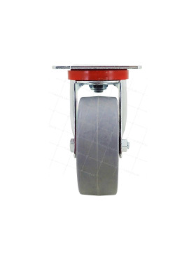 Castor PIVOTANTE A Plate NYLON SOUPLE GRIS DIAMETRE 100 MM CHARGE 120 KG - S2NS 100 GRIS A BILLES