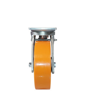 Castor SWIVEL CASTOR WITH BRAKE IN POLYURETHANE CAST IRON DIAMETER 250 MM LOAD 1800 KG - STEC 250 PAF