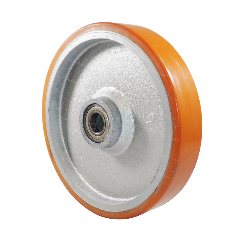 INDUSTRIAL CAST IRON AND POLYURETHANE WHEEL DIAMETER 400MM LOAD 2500KG AXLE 40 MM - SFPU400RB40