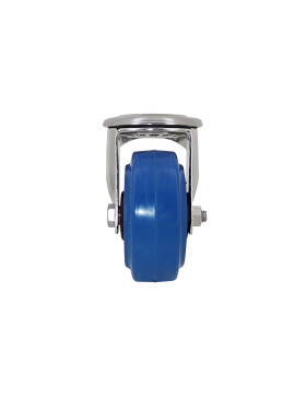 ROULETTE INOX EN CAOUTCHOUC ÉLASTIQUE À OEIL DIAMÈTRE 80 MM CHARGE 120 KG À FIXATION DE 12 MM - INOX OEIL 80 BLEU