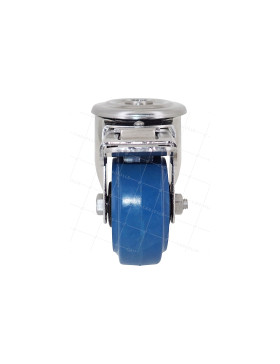 ROULETTE INOX EN CAOUTCHOUC ÉLASTIQUE À OEIL À FREIN DIAMÈTRE 80 MM CHARGE 120 KG À FIXATION DE 12 MM - INOX OEIL 80AF BLEU