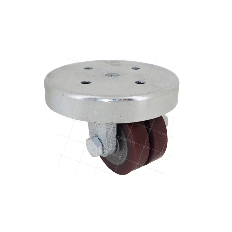 ROULETTE EXTRA-BASSE EN FONTE ET POLYURETHANE FORTE CHARGE DIAMÈTRE 50 MM HAUTEUR 64 MM CHARGE 160 KG - SURB 50 FONTE PU