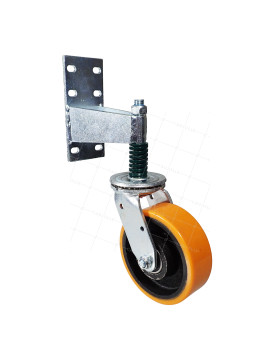 ROULETTE DE PORTAIL A RESSORT PIVOTANTE FORTE CHARGE DIAMETRE 150 MM CHARGE 85 A 250 KG AVEC DEBATEMENT DE 20MM • Caujolle