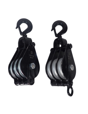 PAIRE DE MOUFLE DE LEVAGE POUR CORDE DE 12 MM MAX DIAMETRE 90 MM 3 GALETS