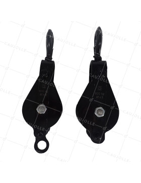PAIR OF LIFTING PULLEYS FOR 12 MM MAXIMUM DIAMETER ROPE 90 MM 3 PULLEYS