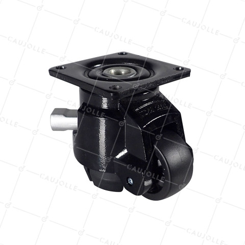 Castor CONVERTIBLE INTO FIXED FOOT FOR REGULAR USE DIAMETER 50 MM LOAD 250 KG - STABILIZER 50 RATCHET • Caujolle