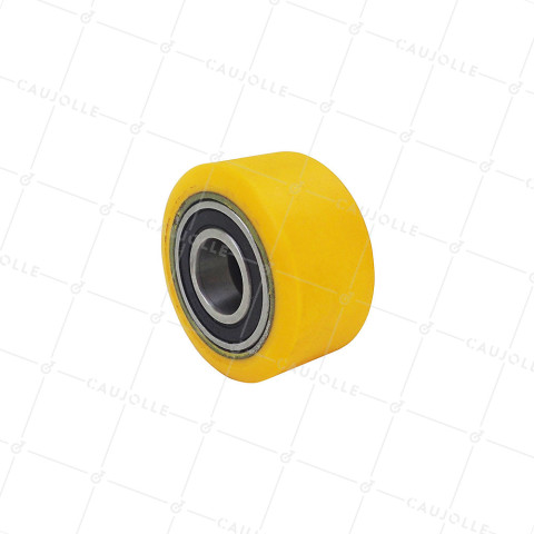 INDUSTRIAL POLYURETHANE WHEEL PALLET TRUCK WHEEL DIAMETER 50 MM LOAD 200 KG AXLE 15 MM BALL BEARING - GTP5030 • Caujolle