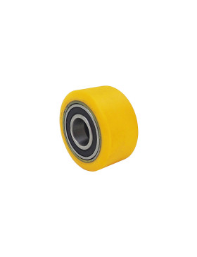 ROUE DE TRANSPALETTE POLYURÉTHANE INDUSTRIELLE DIAMÈTRE 50 MM CHARGE 200 KG AXE 15 MM BILLES - GTP5030