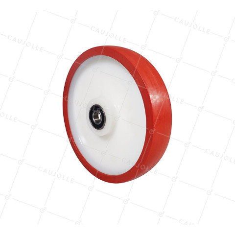 Wheel NYLON POLYURETHANE BI MATERIAL ANTI NOISE DIAMETER 250 MM LOAD 1000 KG AXLE 20 MM - S2450BP 250MB • Caujolle