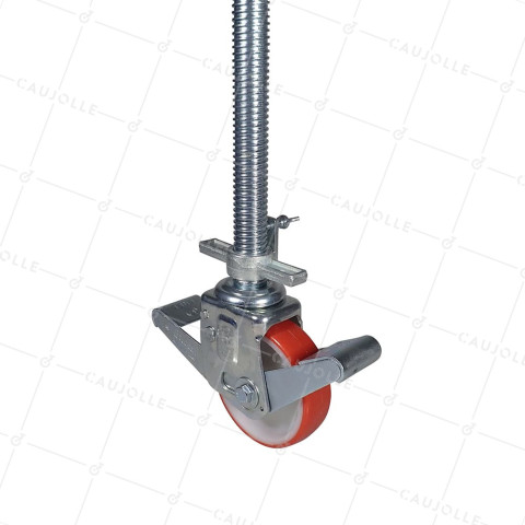 ROULETTE A TIGE FILETEE A FREIN POUR ECHAFAUDAGE DIAMETRE 150MM CHARGE 300 KG • Caujolle