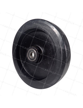 ROUE EN FONTE BANDAGE SOUPLE DIAMÈTRE 400 MM CHARGE 1250 KG AXE 30 MM - S2750F 400 • Caujolle