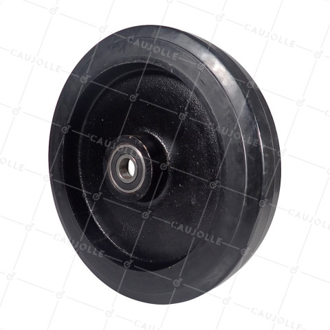 ROUE EN FONTE BANDAGE SOUPLE DIAMÈTRE 400 MM CHARGE 1250 KG AXE 30 MM - S2750F 400 • Caujolle