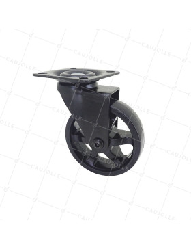 Castor BLACK DESIGN Wheel NYLON DIAMETER 75 MM LOAD 45KG - BLACKNYLON 75P • Caujolle