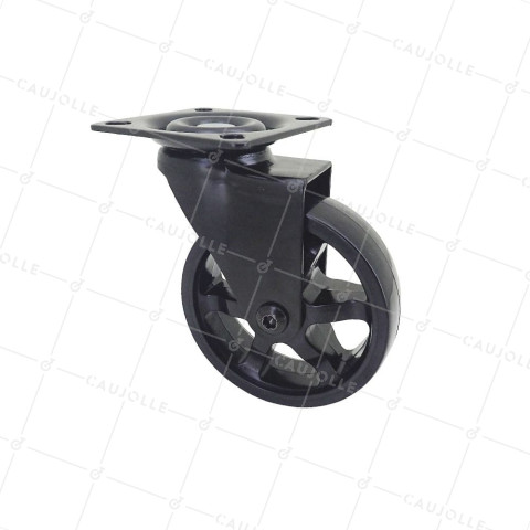 Castor BLACK DESIGN Wheel NYLON DIAMETER 75 MM LOAD 45KG - BLACKNYLON 75P • Caujolle